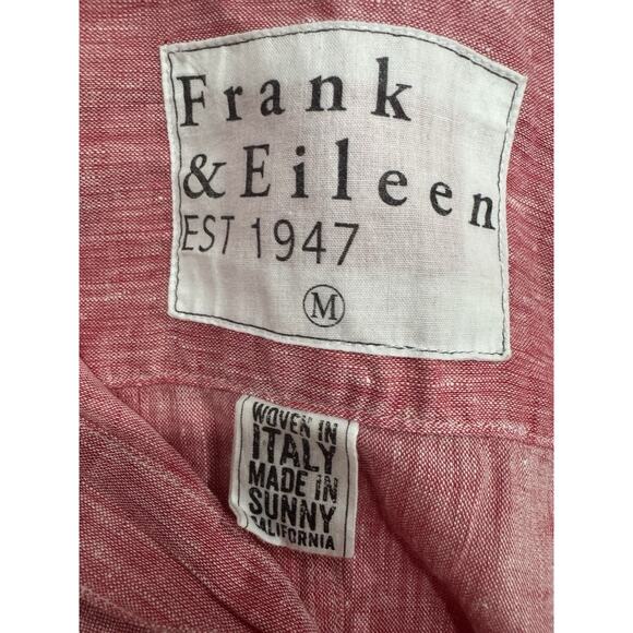 Red Linen Button Down Shirt Long Sleeve Casual Lightweight Top - Picture 4 of 6